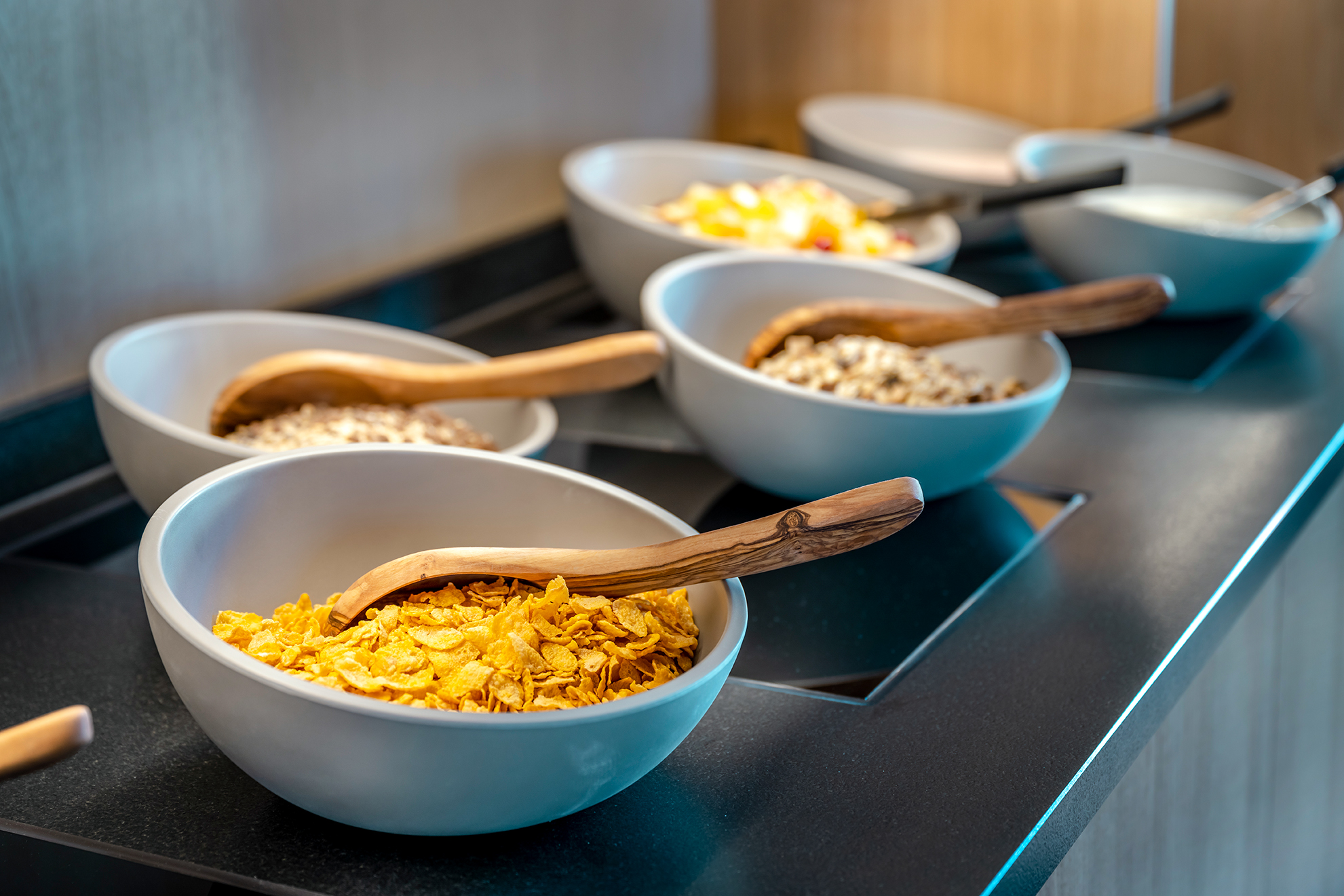 cereals at the breakfast buffet