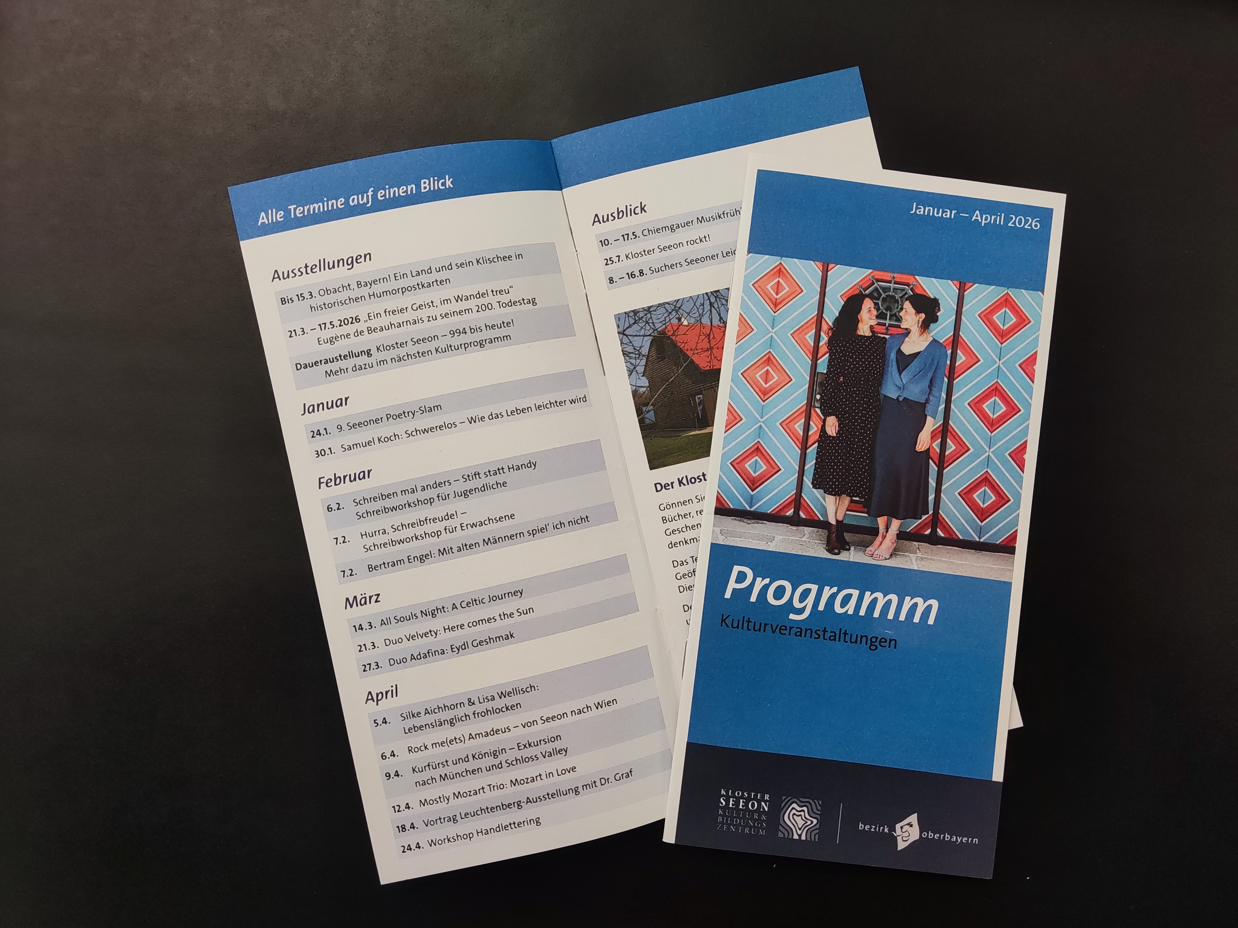 Blick in das neue Kulturprogramm von Kloster Seeon Januar bis April 2026