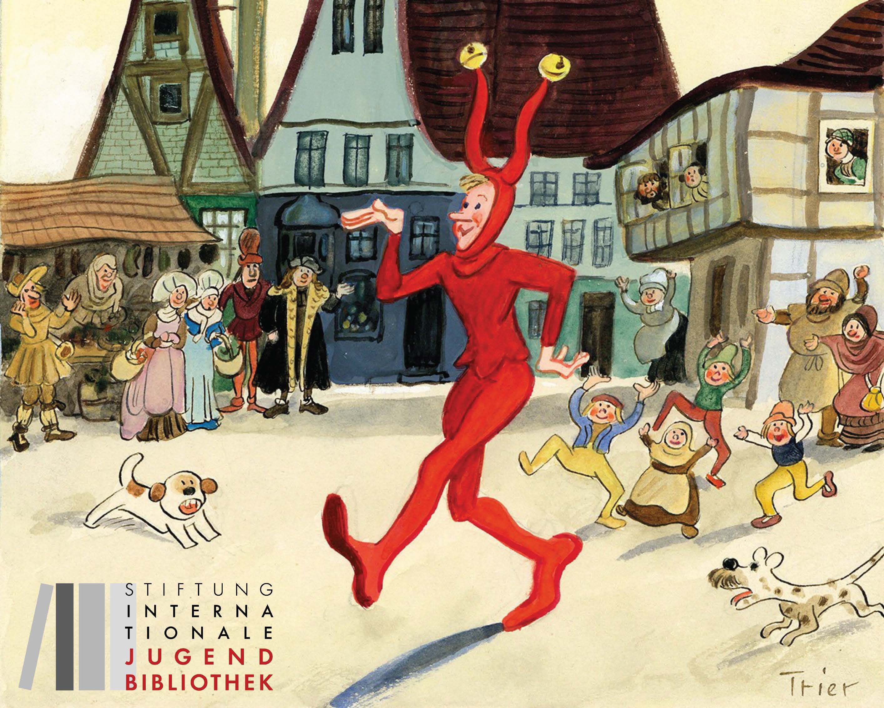 Ausstellungsplakat "Es geht um die Kinder. Walter Trier, der Illustrator von Erich K&auml;stners Kinderb&uuml;chern mit dem Motiv Till Eulenspiegel